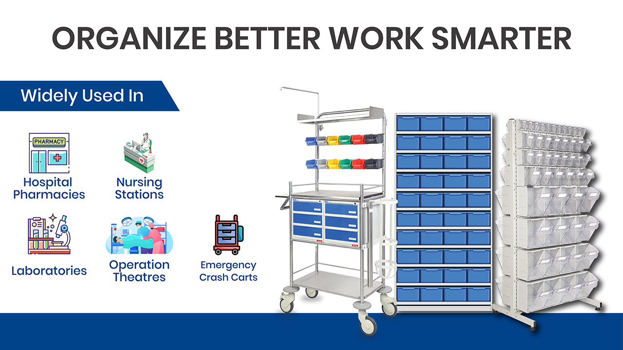Applications of Healthcare Storage Bins-Smart Storage Solutions for Hospitals, Pharmacies Labs & Clinics